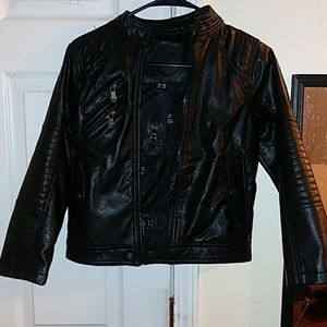 Black Leather boys Coat
